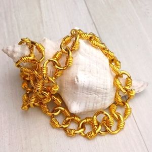Buttery Sunset Gold-Tone Chunky Crafted Cleo Goddess Necklace